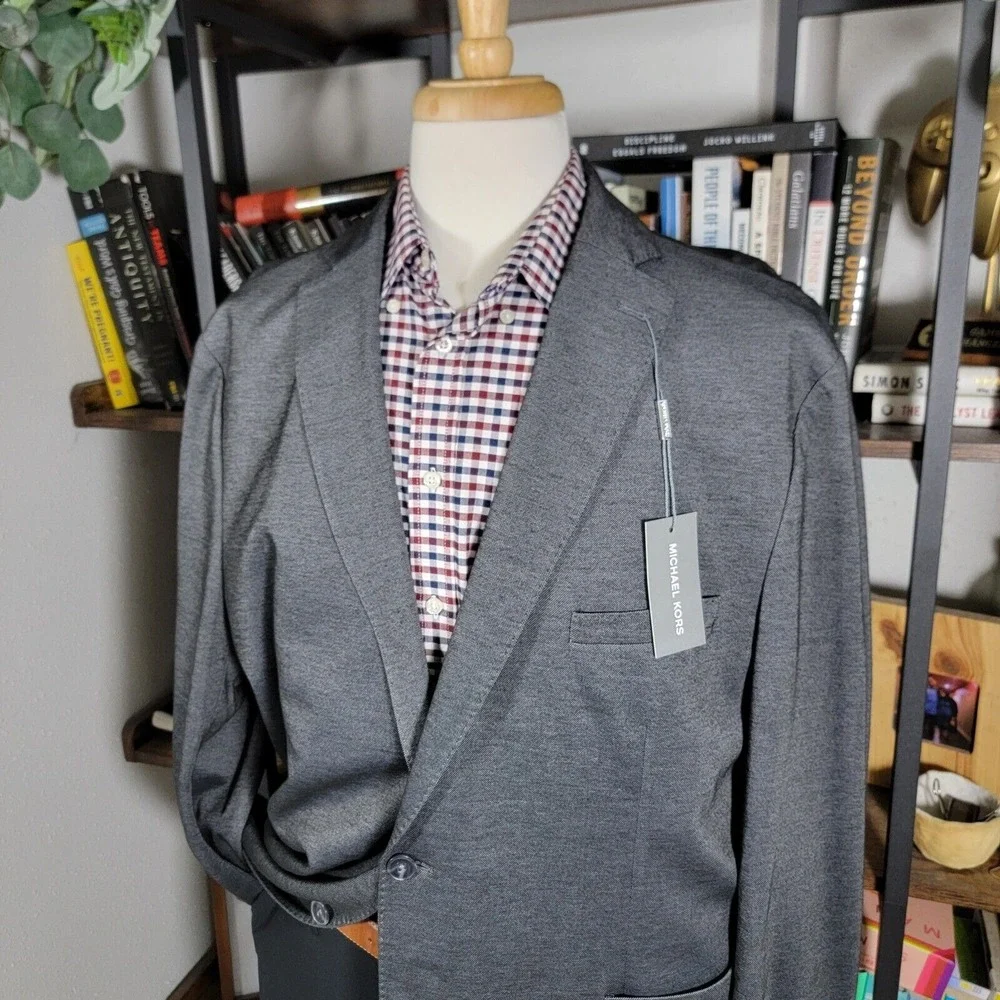 Michael Kors KIMBLE Men's Unstructured Blazer Charcoal Size‎ 52R SLIM FIT NEW